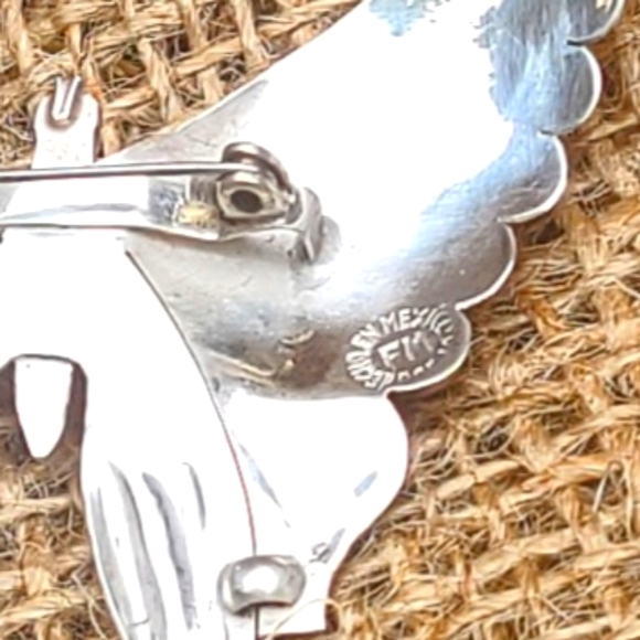 Vintage Sterling Silver Turquoise Butterfly Brooch Pin - Picture 4 of 8